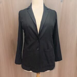 Torrid Linen Blend Blazer Jacket Size 10 Large Black Pockets Long Sleeve